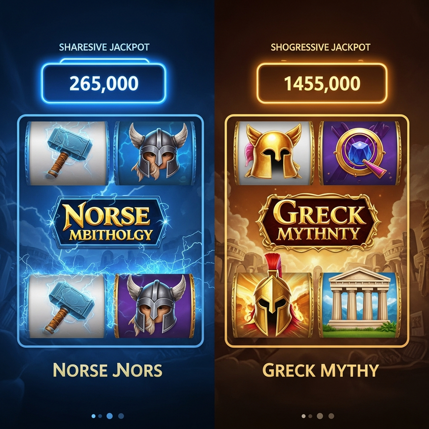 Two contrasting slot themes side by side, representing the different catalogue characters of two long-established studios.
