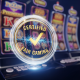 A glowing 3D seal representing eCOGRA fair gaming certification floats in front of a premium online slot game, symbolizing RNG audits and player trust.
