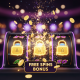 An exciting, premium online slot machine interface showing the moment a free spins bonus round is triggered by three glowing scatter symbols, with gold coins celebrating the win.