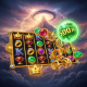 A cinematic depiction of the Gates of Olympus slot game, featuring a 6x5 grid of tumbling jewel symbols against a stormy Mount Olympus backdrop, with a large 500x multiplier orb glowing intensely.