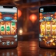 An illustration of two phones showing Chinese-themed slot games, one in a browser and one in an app.