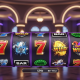 Five-reel slot machine with Wild, BAR and 7 symbols above a Spin button