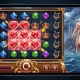 An illustration of a Greek-god slot game on a phone: gem reels beside a bearded god holding lightning over the sea — Gates of Olympus guide on Pirate777.